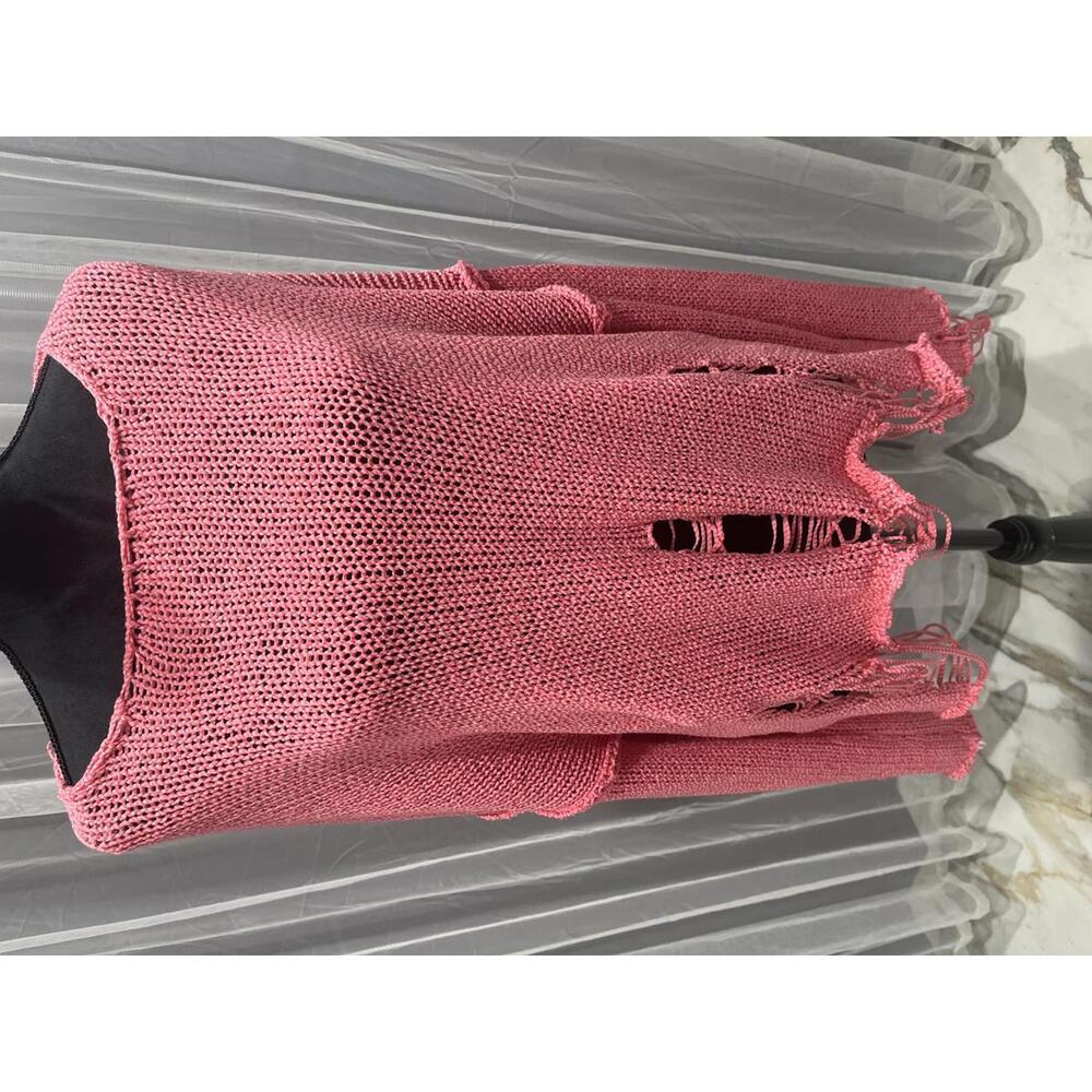 POL Pink Distressed Knit Sweater Sz Medium